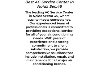 Best AC Service Center In Noida Sec.45