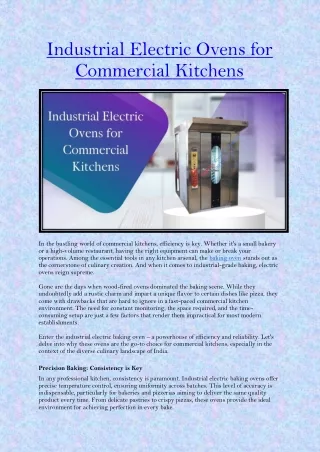 Industrial Electric Ovens for Commercial Kitchens