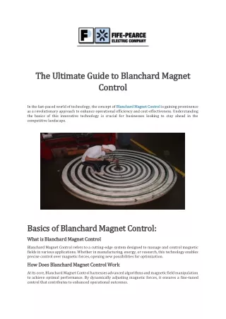 The Ultimate Guide to Blanchard Magnet Control