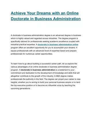 With an online doctorate in business administration, you can fulfill your dream