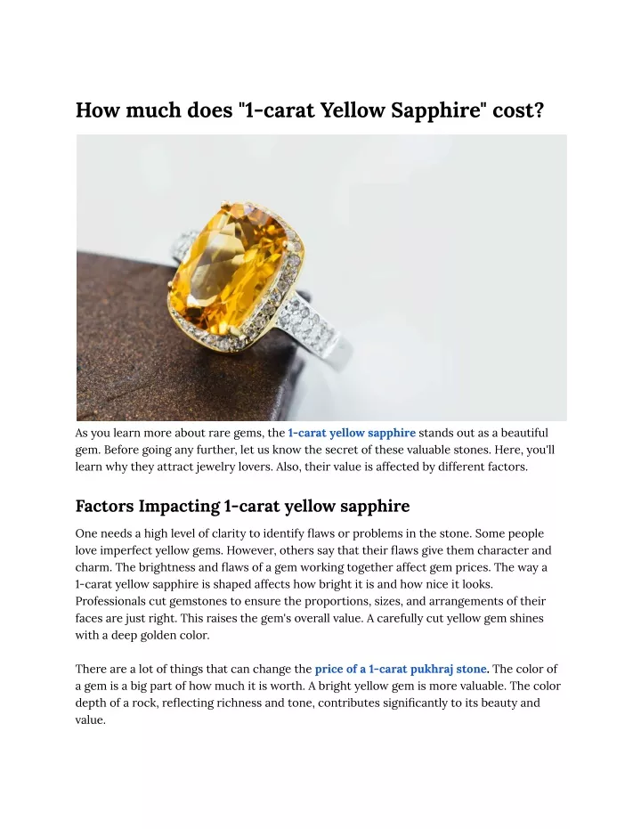 how much does 1 carat yellow sapphire cost