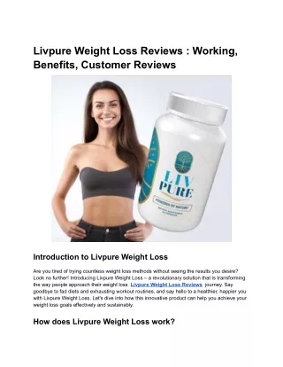 Livpure Weight Loss Reviews : Working, Benefits, Customer Reviews