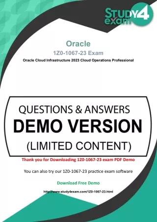 Oracle Cloud Infrastructure 2023 Cloud Operations Professional 1Z0-1067-23 Exam