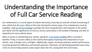 Understanding the Importance of Full Car Service Reading