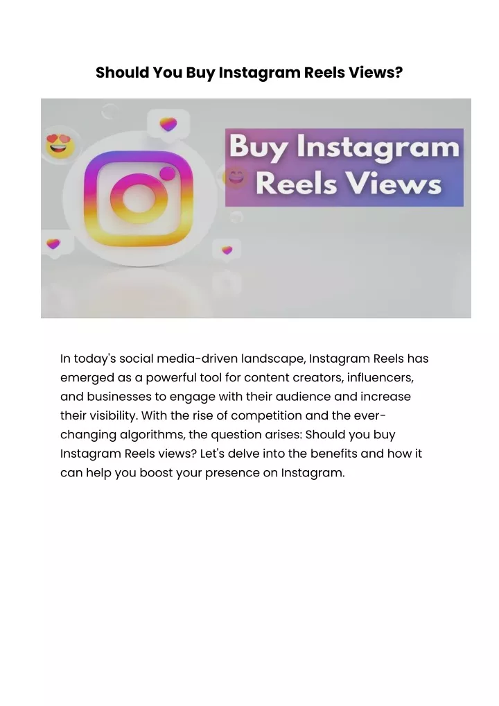should you buy instagram reels views