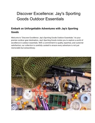 Discover Excellence Jay's Sporting Goods Outdoor Essentials