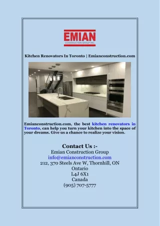 Kitchen Renovators In Toronto  Emianconstruction com
