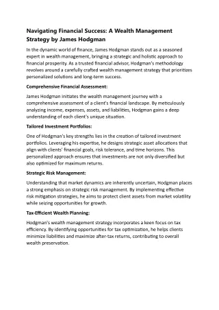 Navigating Financial Success- A Wealth Management Strategy by James Hodgman