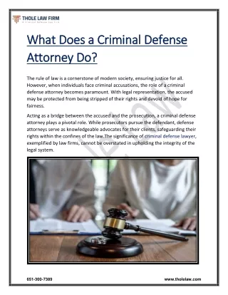 What Does a Criminal Defense Attorney Do