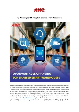 Top Advantages of Having Tech-Enabled Smart Warehouses - AWL India