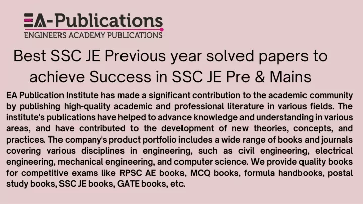 best ssc je previous year solved papers