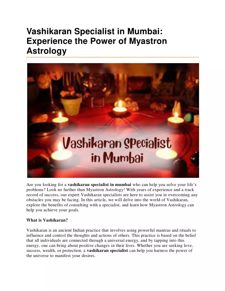 vashikaran specialist in mumbai experience