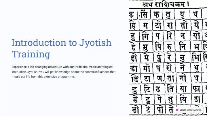 introduction to jyotish training