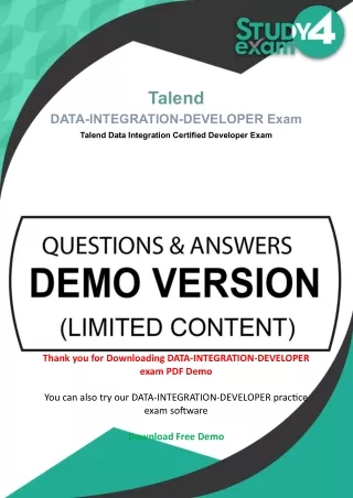 Study4Exam Talend Data Integration Certified Developer Exam