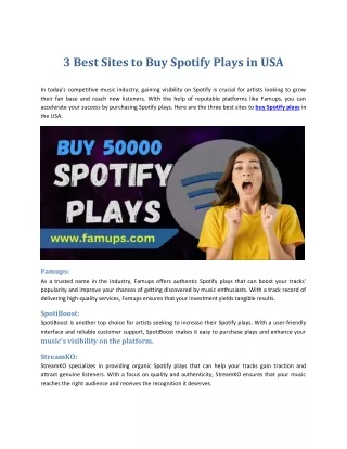 3 Best Sites to Buy Spotify Plays in USA