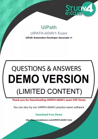 Study4Exam UiPath Automation Developer Associate v1 UiPath-ADAv1 Exam