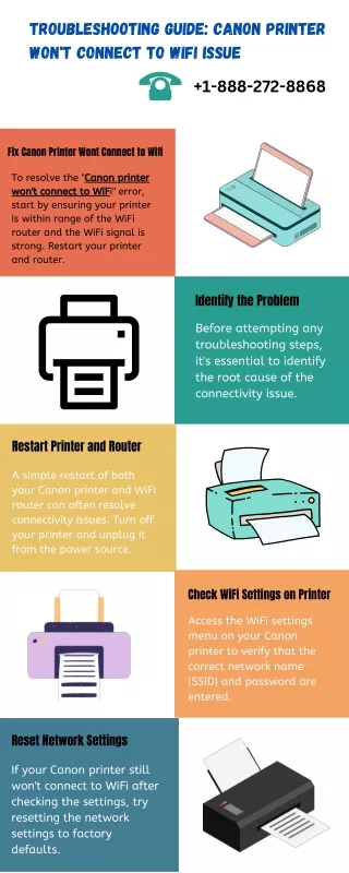 Troubleshooting Guide:  1-888-272-8868 Canon Printer Won't Connect to WiFi Issue