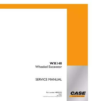 CASE WX148 Wheeled Excavator Service Repair Manual