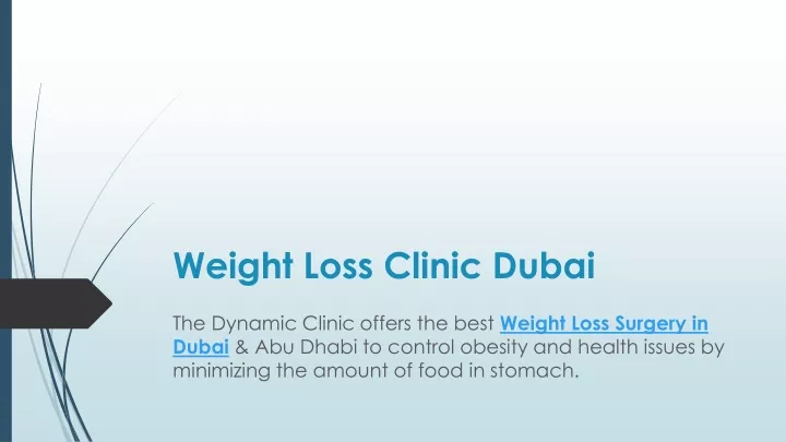 weight loss clinic dubai