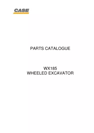 CASE WX185 Wheel Excavator Parts Catalogue Manual