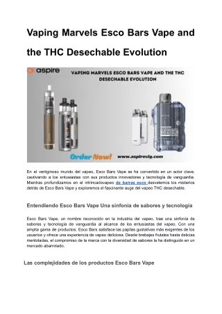 Vaping Marvels Esco Bars Vape and the THC Desechable Evolution