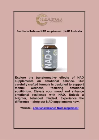 emotional balance NAD supplement