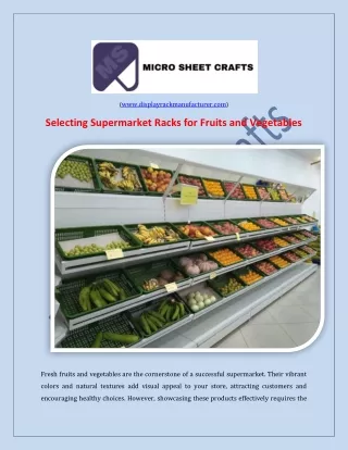 Selecting Supermarket Racks for Fruits and Vegetables