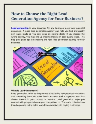 Right Lead Generation Agency for Your Business