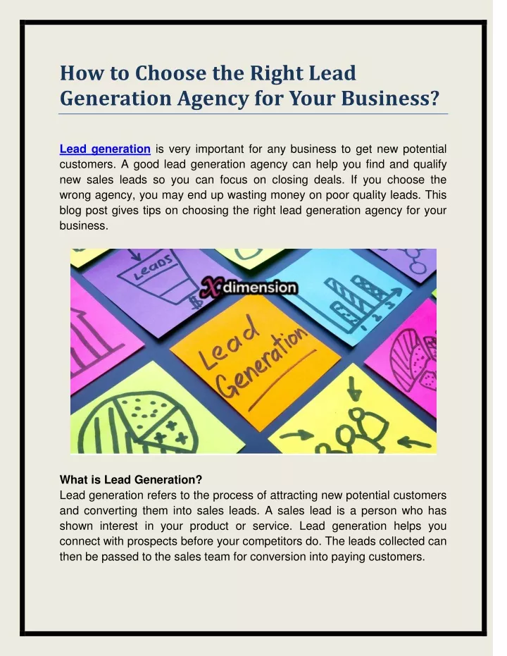 how to choose the right lead generation agency