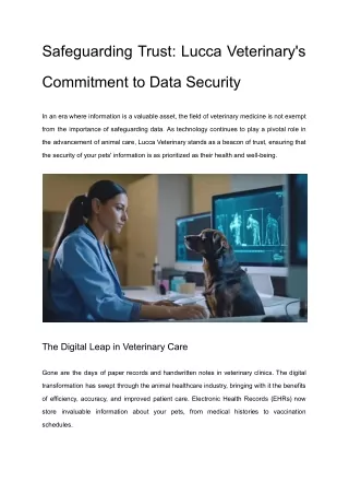 Safeguarding Trust_ Lucca Veterinary's Commitment to Data Security