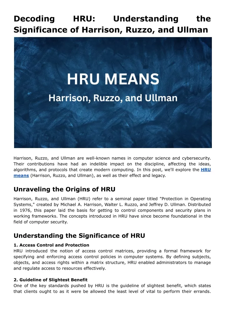 decoding significance of harrison ruzzo and ullman