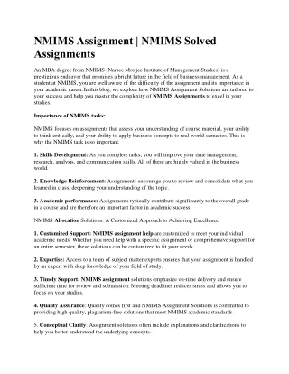 NMIMS Assignment | NMIMS Solved Assignments