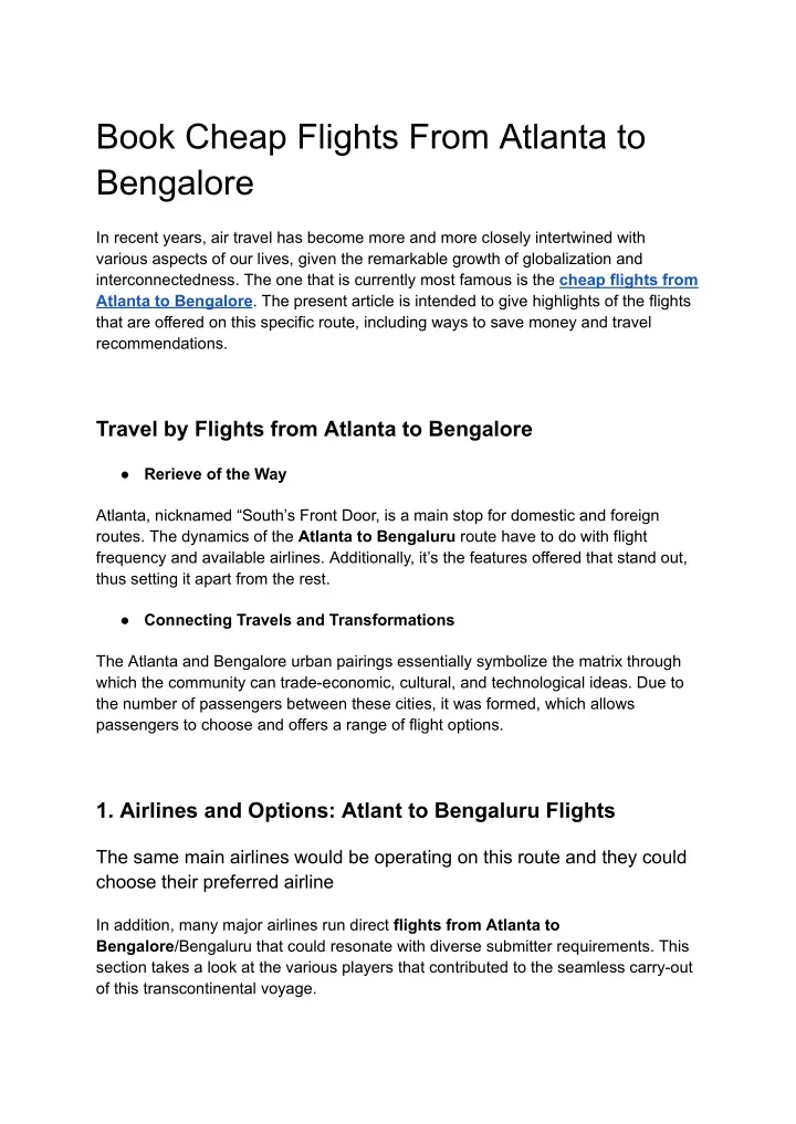 book cheap flights from atlanta to bengalore