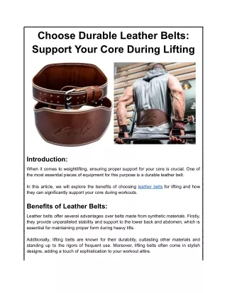 Choose Durable Leather Belts: Support Your Core During Lifting