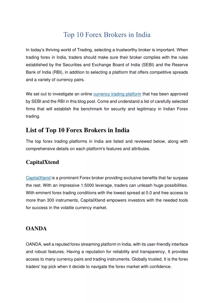 top 10 forex brokers in india