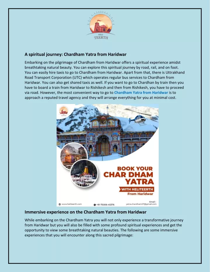 a spiritual journey chardham yatra from haridwar