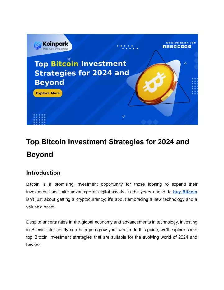 top bitcoin investment strategies for 2024 and