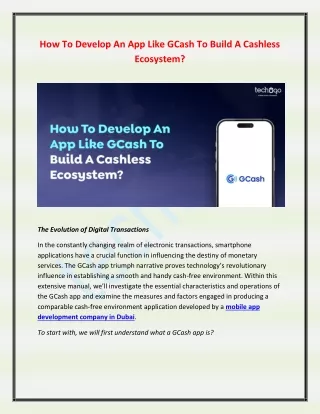 How To Develop An App Like GCash To Build A Cashless Ecosystem