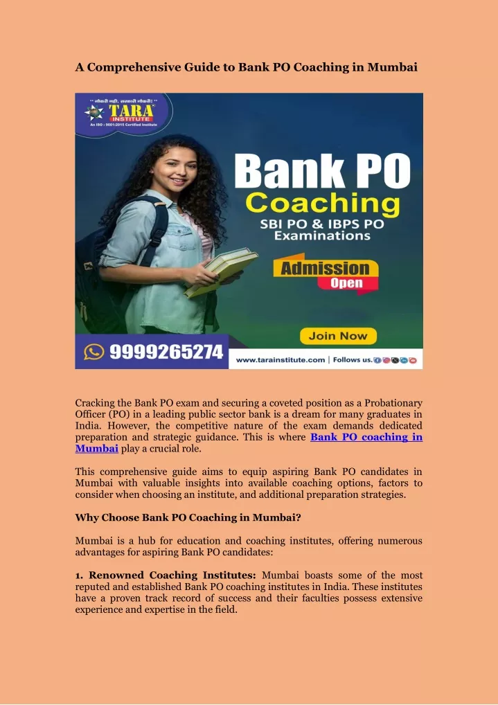 a comprehensive guide to bank po coaching