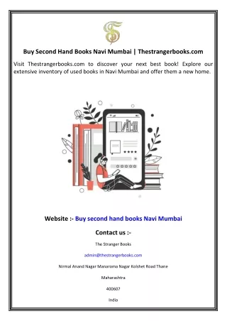 Buy Second Hand Books Navi Mumbai  Thestrangerbooks.com