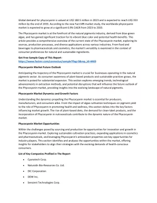 global demand for phycocyanin is valued