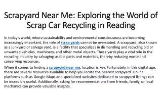 Scrapyard Near Me Exploring the World of Scrap Car Recycling in Reading