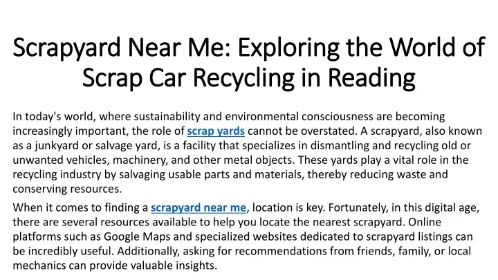 scrapyard near me exploring the world of scrap car recycling in reading