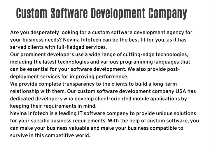 custom software development company