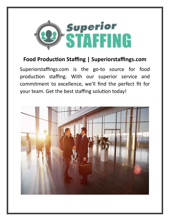 food production staffing superiorstaffings com