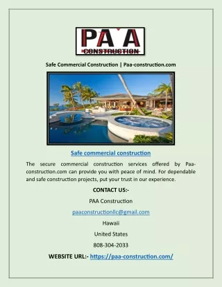 Safe Commercial Construction | Paa-construction.com