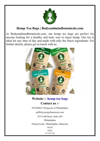 Hemp Tea Bags  Bodyandmindbotanicals.com