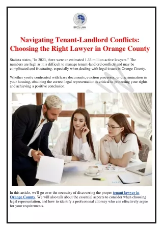 Navigating Tenant-Landlord Conflicts: Choosing the Right Lawyer in Orange County