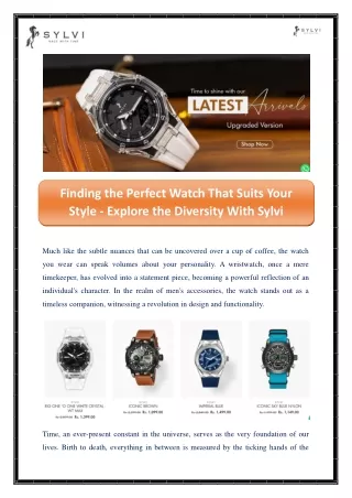 Finding the Perfect Watch That Suits Your Style - Explore the Diversity With Sylvi