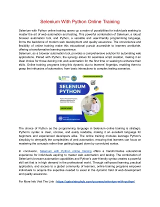 selenium with python online training